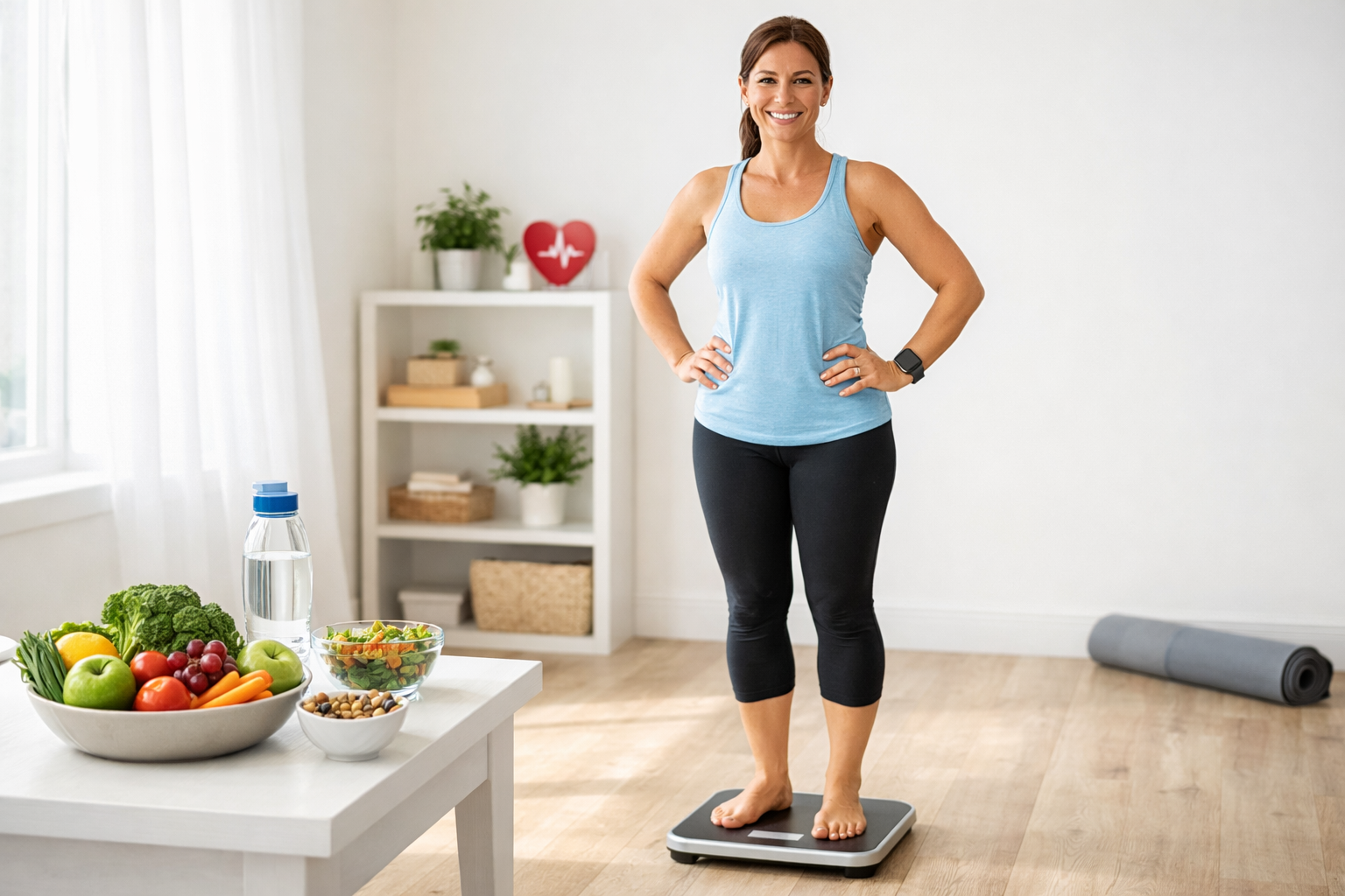 Healthy weight and heart health illustration with heart icon